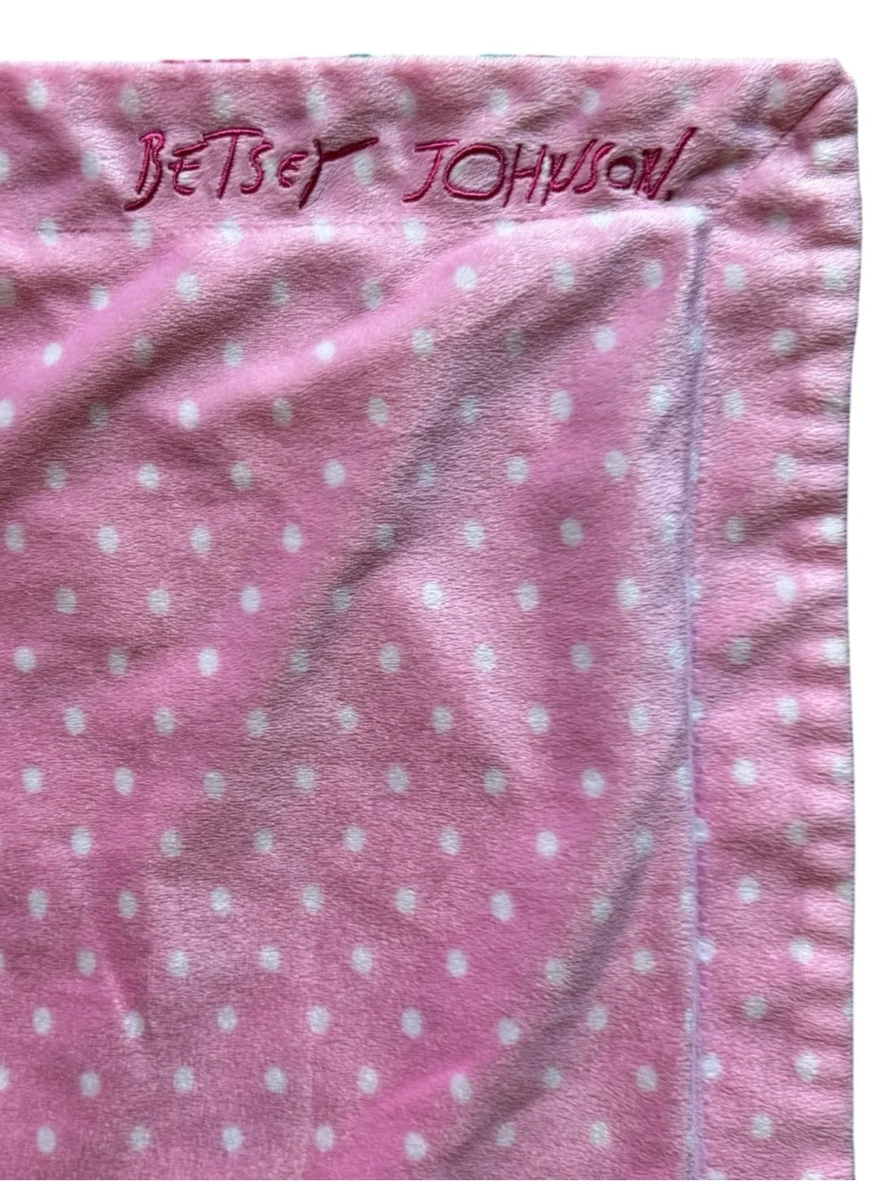 Betsey Johnson Baby Blanket Pink Polka Dot & Rose Floral Double-Sided Security